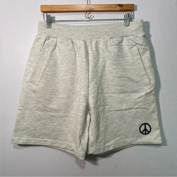 MARKET Men's Sweat Shorts Size Large | Gray Peace Sign Lounge Gym Streetwear NWT - Picture 1 of 12